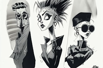 draw simple black and white illustration