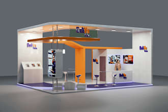 create 3d exhibition stall,booth,kiosk,stand designs