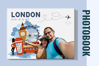 design modern photobook with custom cute illustration