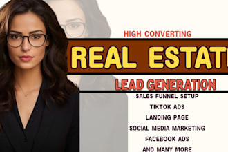 real estate leads property investors leads facebook ads tiktok ads, landing page