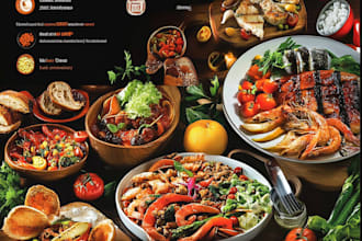 design restaurant and food menu, poster, flyer, brochure