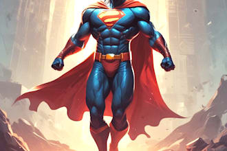 make concept art superhero character for style comic