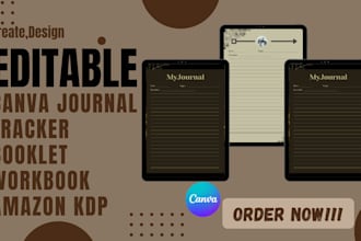 design canva editable journal, planner, tracker, workbook, booklet for KDP
