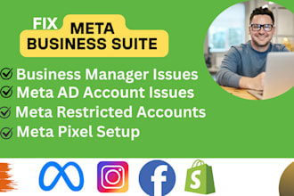fix restriced ad account, facebook business manager and meta pixel setup