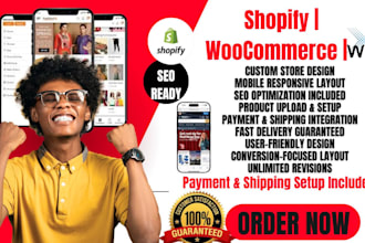 design a professional shopify woocommerce wix store SEO mobile responsive