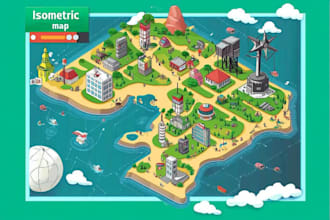 draw high quality vector or isometric map illustrations