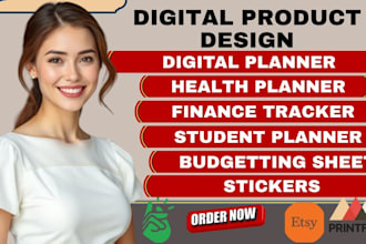 design planner stickers, budgeting sheets and finance trackers, fitness planner