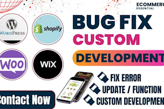 fix bug website shopify coding wix bug fix woocommerce elementor wordpress fix