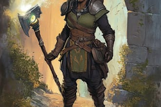 do  fantasy dnd character art illustration, dnd party, sheet, game art, monster