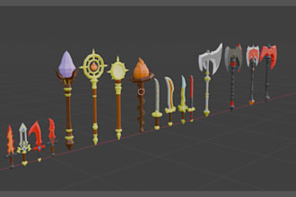 create low poly medieval weapons, such as swords