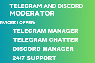 be your professional telegram community manager, expert admin or moderator