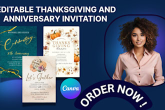 design curated thanksgiving anniversary invitation with canva template