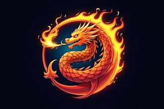 design an awesome dragon fire mascot logo with express delivery