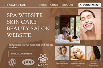 spa website beauty salon skin care hair salon website