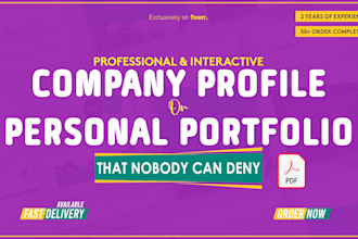 design professional interactive company profile or personal portfolio in 2hrs