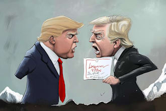make a political cartoon or caricature design