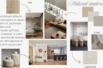 interior moodboard and furniture layout for small spaces