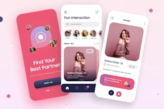 build dating app like tinder,bumble,hinge, okcupid chat app for IOS and android