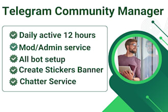 be your telegram moderator and boost your crypto group with 40 real chatter