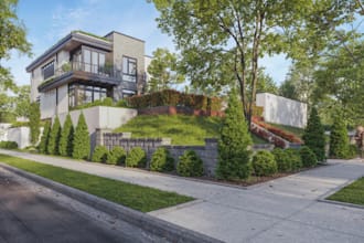design realistic landscape garden front yard, backyard, terrace and patio