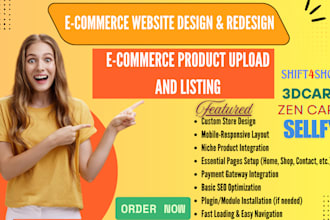 design a professional dropshipping store on 3dcart sellfy shift4shop zen cart