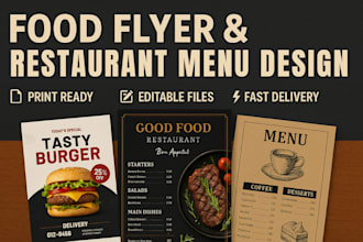 design fast food flyer, restaurant flyer, food menu event, digital food poster