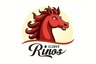 make a high quality red horse racing mascot logo design
