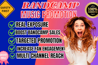 professionally promote your bandcamp, spotify music to real targeted audiences