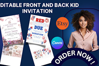 design custom digital birthday invitation for kids editable and printable invite