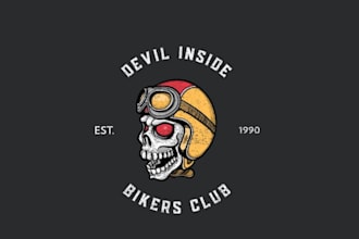 do vintage logo template for a bikers club featuring tough graphics
