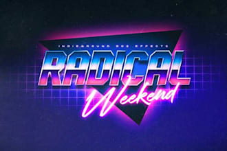 create a neon 80s retro vhs cinematic movie style 80s logo
