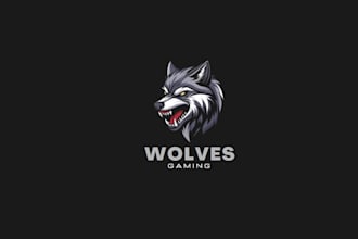 design dark illustrative wolves gaming logo