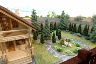 design  landscape  of your garden, front yard backyard, pool and  pergola shade