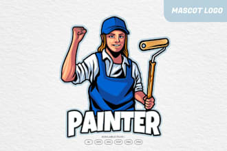 do wall paint and home decor illustration business modern colorful mascot logo