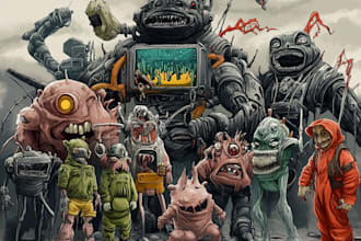 create dark art illustration for merch and album cover
