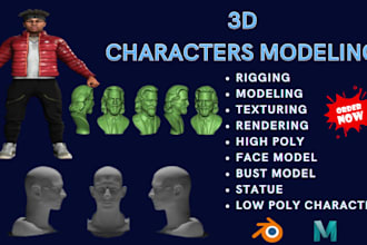 do 3d character modelling, face model, bust model and statue