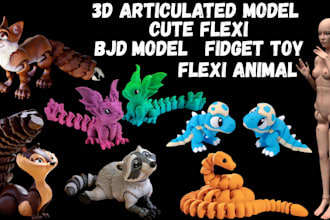 do 3d articulated bjd model cute flexi animal fidget toy model for 3d printing