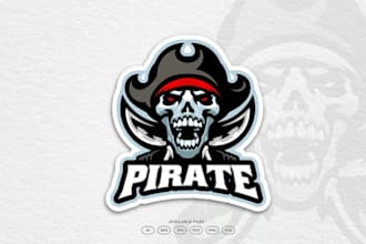 do skull pirate illustration modern colorful mascot logo