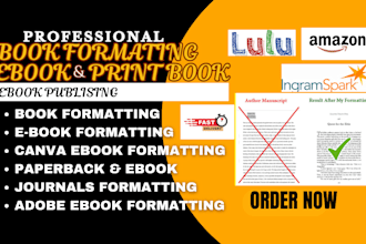 ebook formatting layout design cover paperback amazon kdp journal book marketing