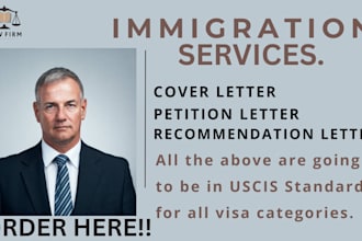 draft immigration cover letter, petition for eb2 niw, e2, eb1, eb2,o1,l1,f1 visa