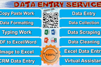 do data entry, excel, cleaning, scraping, pdf, form filling