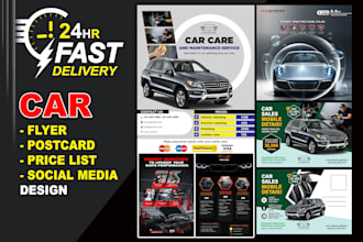 do car bus truck wash flyer striker postcard leaflet menu price list design