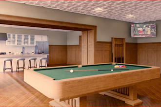renew 3d athletic club house,golf interior,render gym,layout,snooker hub,lounge