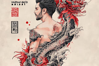 create your japanese custom tattoo design and illustration