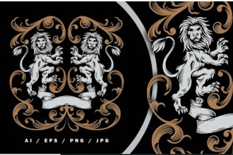 do modern lion heraldic vintage emblem logo illustration
