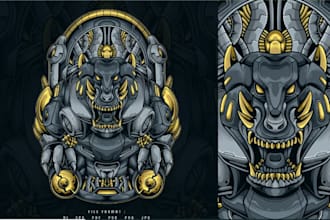 do modern animal monster cyberpunk logo design