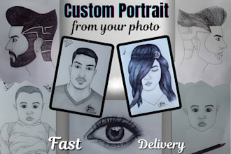 create realistic hand drawn pencil portraits from your photos