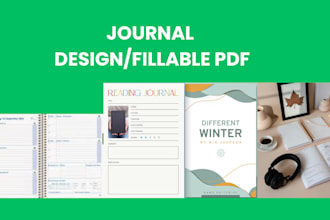 design fillable pdf custom digital journals, planner, workbook, activity book
