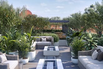 build 3d residential apartment,realistic interior,cg terrace,3d lobby,courtyard