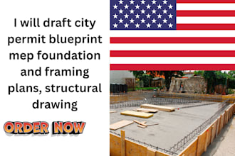 draft city permit blueprint mep foundation and framing plans, structural drawing